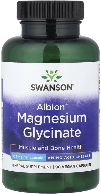 건강챙기세요 Swanson Albion® 마그네슘 글리신산 133mg 비건 캡슐 90정 백살까지오래오래, SwansonAlbion마그네슘글리신산133mg비건캡슐, 1개 - 쿠팡