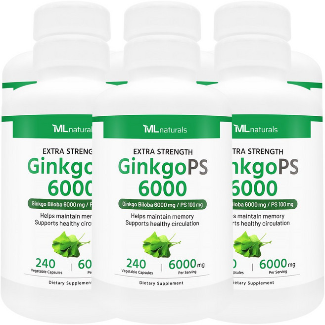 [미국빠른직구] 신제품 마이라이프 내추럴스 징코PS 6000 (은행잎추출물+포스파티딜세린), 6개, 240정