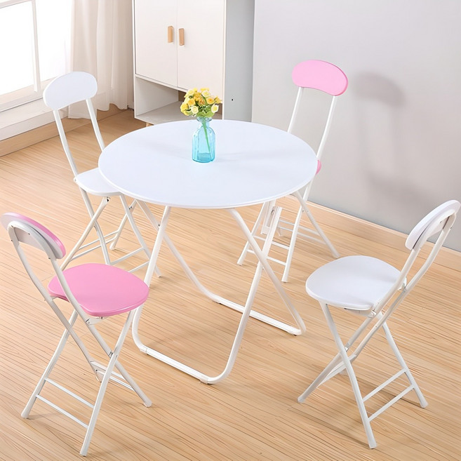 가구느낌 나인 접이식 원형 테이블, 화이트화이트
