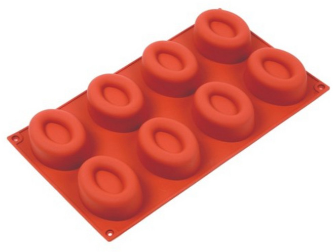 베이킹톡 실리콘 오발도넛틀 8구, 2개, 적갈색(단일)