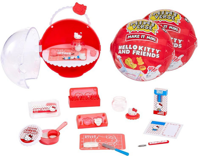 MGA의 미니버스 메이크 잇 미니 헬로키티 복제품 8+ 산리오 프렌즈 앤 DIY 레트로 공예품 3 시리즈 (2팩) 수집품 문구