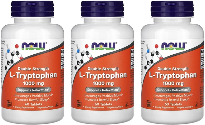 [2+1] NOW Foods 나우푸드 L-트립토판 1000mg 60정 엘트립토판 Tryptophan 세로토닌 serotonin 3개 - 쿠팡