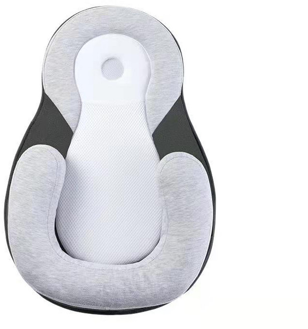 新生兒簡易床中床 防偏頭嬰兒睡墊, 灰色