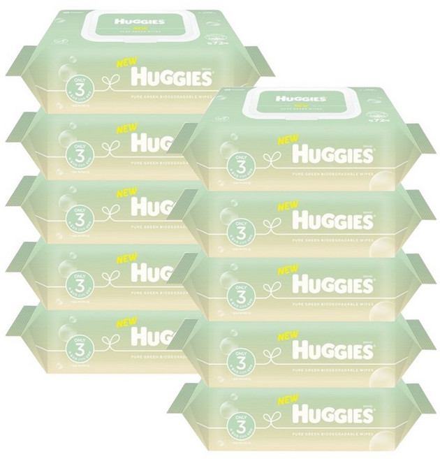 하기스 퓨어그린 물티슈 캡형 72매 10개