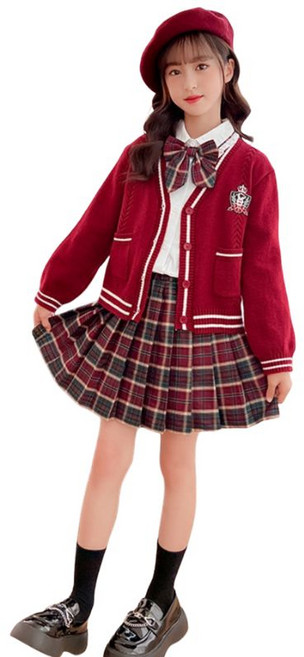 삐삐네옷가게 여아 주니어 클라라 버건디 스쿨룩 3종