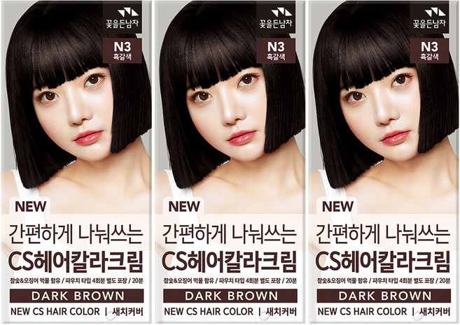 꽃을든남자 간편하게 나눠쓰는 CS 헤어칼라 N3 흑갈색 3개