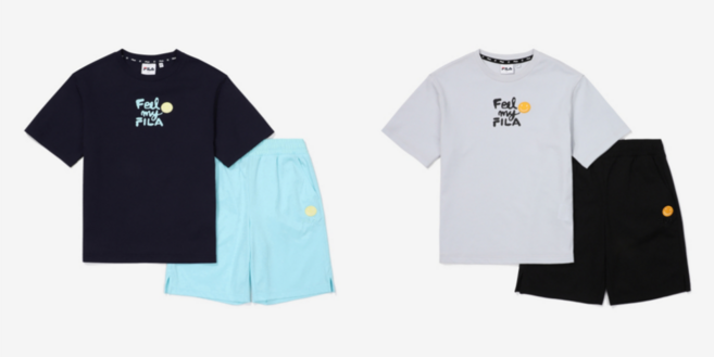 휠라키즈 FILA 스마일 그래픽 반팔 반바지 상하세트 FK2FSF2202X