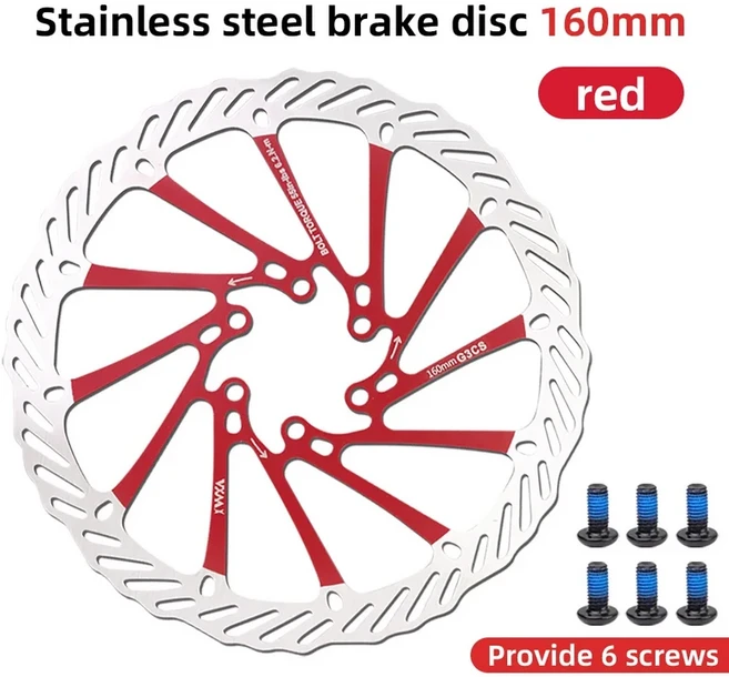 자전거브레이크패드 VXM 자전거 디스크 브레이크 G3CS 패드 160/180/203mm 도로 사이클링 다색 초경량 6 볼트 M 유압 로터 부품, 160mm Red 1PCS, 1개
