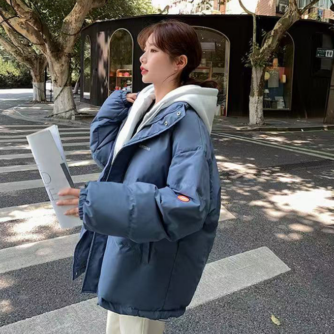 오스틱니 초특가 여성용 겨울용 루즈핏 후드 레이어드 지퍼 버튼 디자인 패딩 자켓