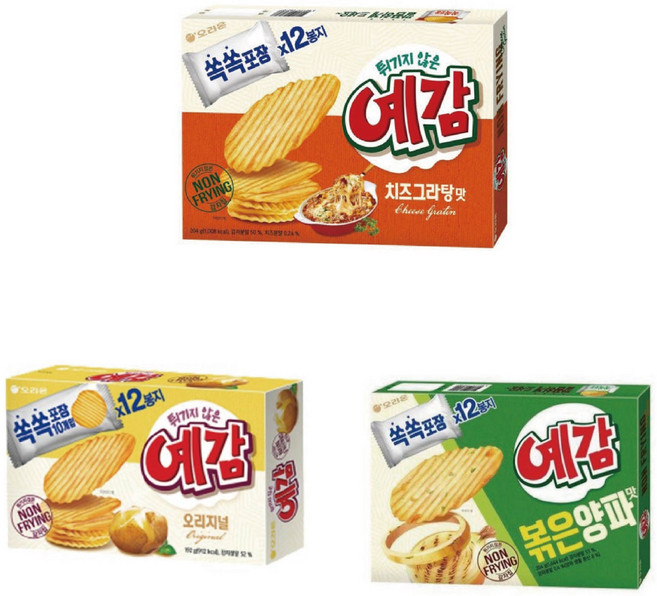 오리온 예감 오리지널 192g+치즈그라탕 204g+볶음양파맛 204g[총3개], 600g, 2세트