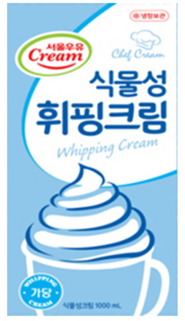 서울우유 식물성휘핑크림 1000ML 1박스 12개세트 우유청년, 1L, 12