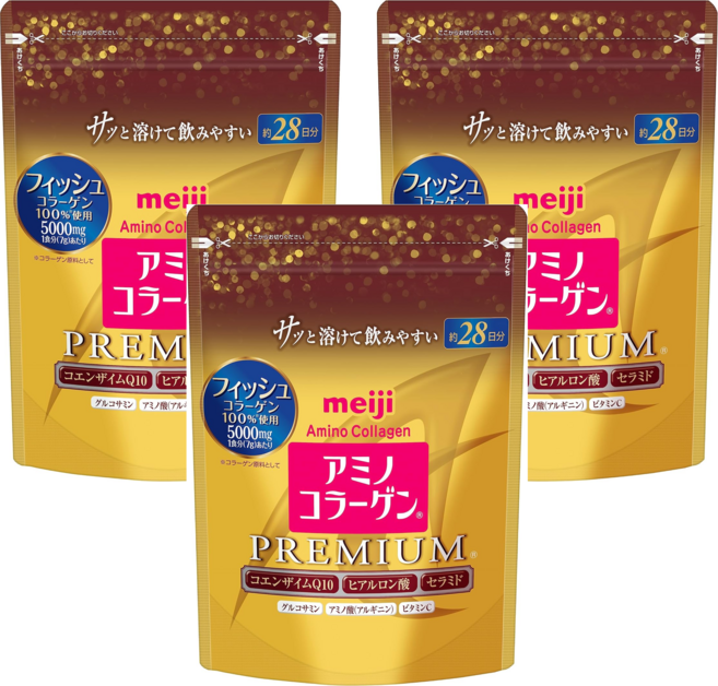 메이지 아미노콜라겐 5000mg 리필팩 196g 콜라겐 프리미엄 / 아미노 콜라겐 3개세트 / 프리미엄 콜라겐 2개 세트, 3개