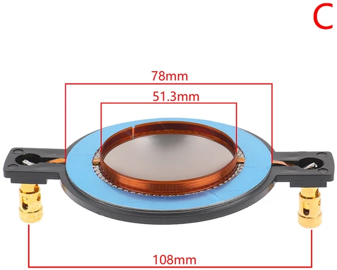 호환 34.4 44.4 51.3 72.2 74.5 코어 트위터 보이스 코일 멤브레인 티타늄 필름 트레블 스피커 수리 부품 D, 04 51.3mm, 04 51.3mm