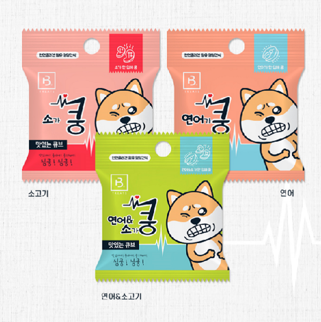 브리더랩 한입에 쿵 소프트타입 큐브 강아지간식 소고기 연어 20g, 1개