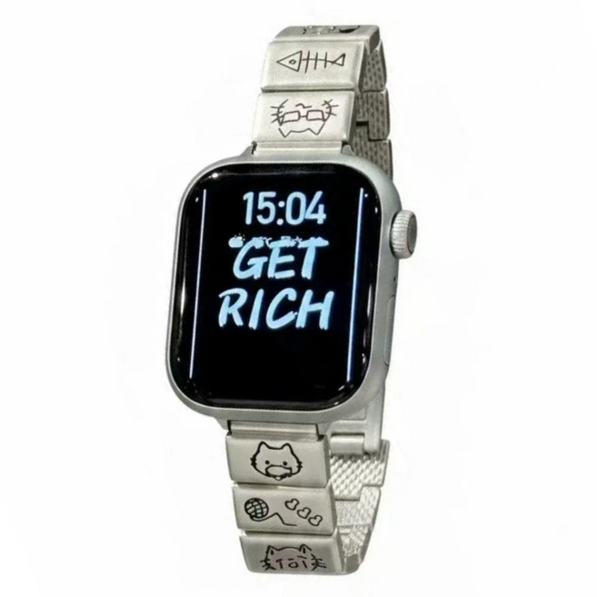 부금 울트라 호환 스테인리스 메탈 스트랩 애플워치 49 46 45 44 42 41 40 38mm, 1개, 은색