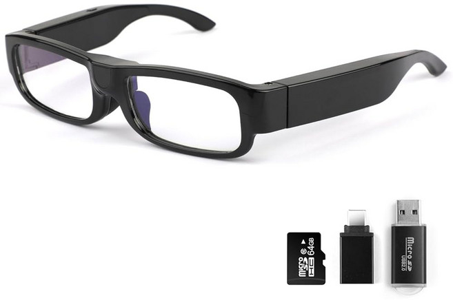 스포츠용 카메라가 장착된 지그나텍 2K HD 스마트 글래스 - 웨어러블 야외 녹음 안경 오토바이용 카메라 라이딩 하이킹 여행용 64GB SD 카드 내장 앱 필요 없음