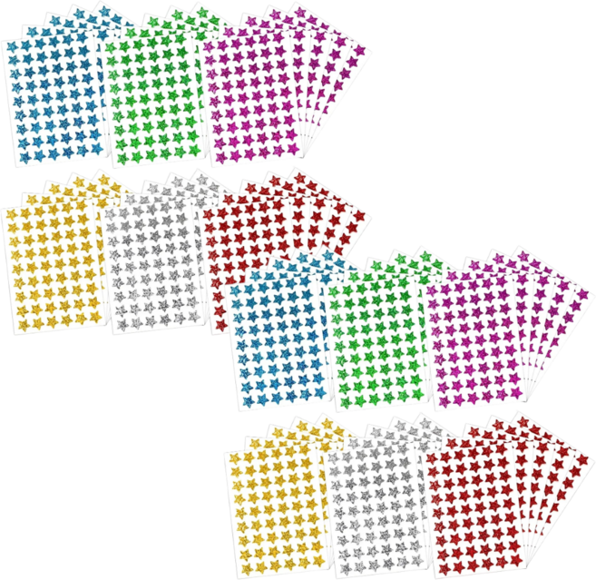 1620개입 6색 레이저 반짝이 별 스타 스티커, 2세트, 6색혼합(S22033) 1620PCS