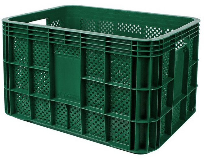 무빙팩 플라스틱 이사짐바구니 이사바구니 농수산물 운반상자 과일상자 철고리 있는 상자 폴딩박스, 녹색, 3개