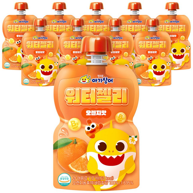 아텍스 핑크퐁 아기상어 워터젤리, 110ml, 10개, 오렌지맛
