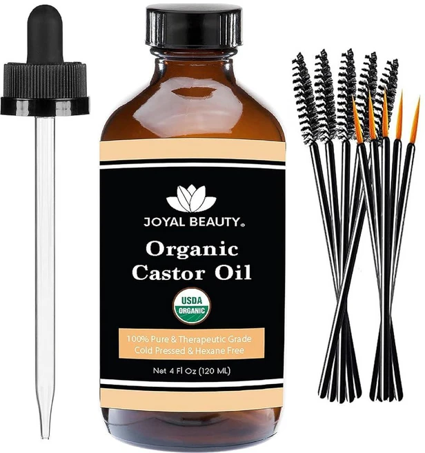 JOYAL BEAUTY 뷰티 캐스터 오일 USDA 인증 유기농(113.4g(4온스)). 100% 순수 냉압착 정제되지 않은 헥산 프리 유리병. 헤어 속눈썹 눈썹 세럼. 얼굴, 1, 120ml - 쿠팡