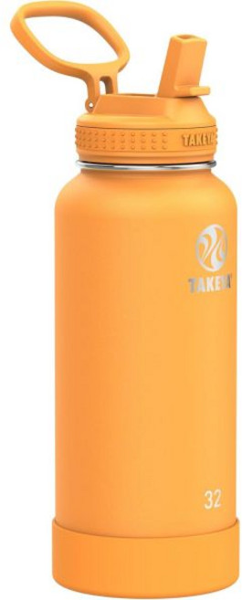 타케야 액티브스 워터보틀 스트로우 리드 - 내구성 있고 관리하기 쉬운 스테인리스 단열 물병 뚜껑과 휴대용 손잡이 및 스트로 포함 식기세척기 사용 가능 64온스 오닉스, 32 온스, 허니콤