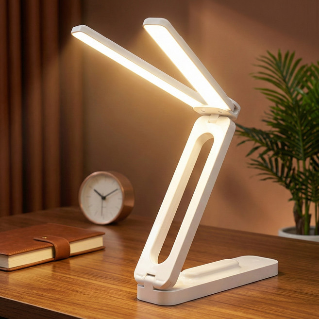 모아젤 눈편한 접이식 듀얼 LED 와이드 책상 스탠드 3단 밝기조절 독서등, 퓨어 화이트