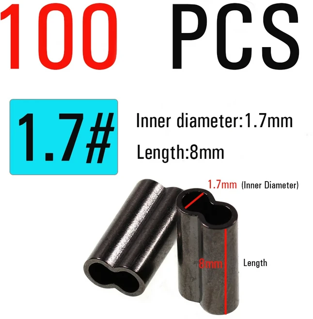 ICERIO 구리 더블 배럴 크림프 슬리브 모노필라멘트 낚시 리더 라인 (0.8mm-2.0mm ID) 와이어 리그 터미널, 04 100pcs