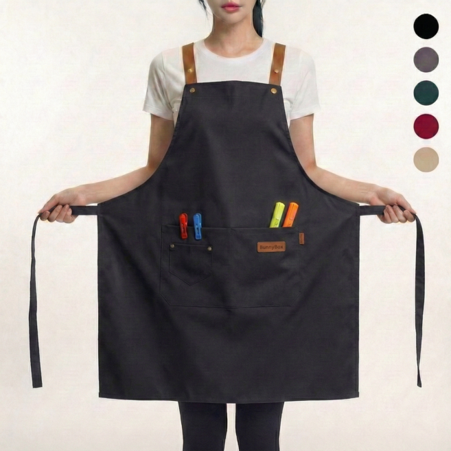 버니박스 길이조절 방수 앞치마, 1개, 블랙
