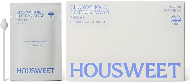 하우스윗 유아용 촉코촉코 면봉, 28개입, 1개