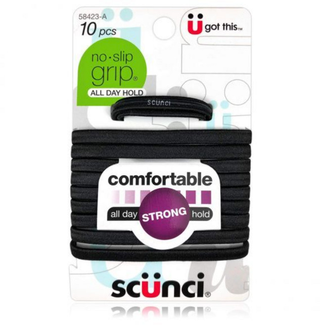 스쿤치 노슬립 그립 편안한 하루 종일 강력한 홀드 블랙 엘라스틱 팩당 10개1팩, 10 Count (Pack of 1)