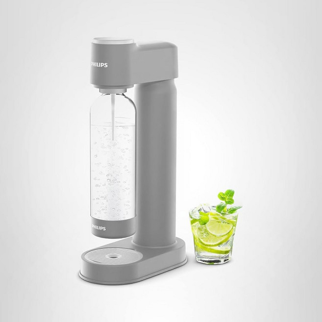 philips 탄산 병 add916/37 1l 트윈 팩 재사용 가능한 pet 스파클링 워터 보틀 호환 탄산수 메이커 add4902bkoq/37 add4902whoq/37 및, Soda Maker-Plastic-Gray