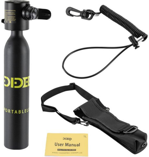 Bazargame 미니 스쿠버 탱크 0.5L1L 다이빙 5101520분 수중 호흡 장치 휴대용 산소 키트 긴급 구조 탐사용 폐, black, 07 A