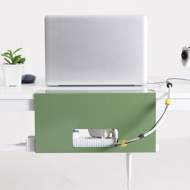 파워존 무타공 멀티탭 거치대 대형 화이트 그레이 베이지 그린, 대형 딥그린, 1개