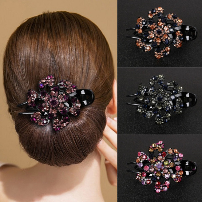 ZMBIRD 4종세트 화려한 블링 컬러큐빅 올림머리 반묶음 악어 집게핀 H3290