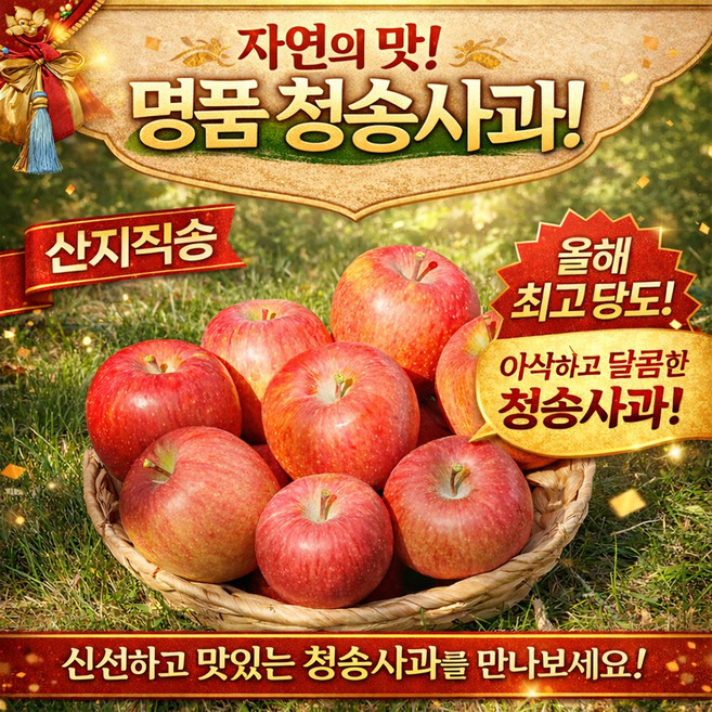 [과일정과/청송산지직송특가] 2026년 첫 출하 고당도 고급 부사 경북 사과 Brix 당도보장, 1개