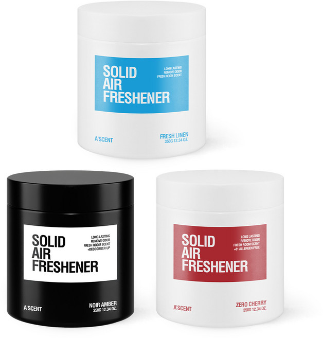 에이센트 고체 탈취제 강력 냄새제거 3종 프레쉬린넨+제로체리+누와르엠버, 3개, 350g