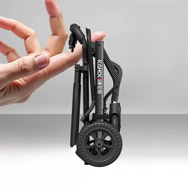 초경량 접이식 휠체어 휴대용 여행용 수동 이동 보조 노인 이동식 손잡이 편리한 간편 보관, 1개, 초경량 5.2kg 벌집 쿠션 등받이