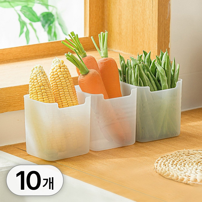투데이리빙 10개입 세트 냉장고 정리 트레이 수납함 주방 야채 과일 식재료 사각 냉장 보관 수납 용기 다용도 보관함 정리함, 10개, 10개