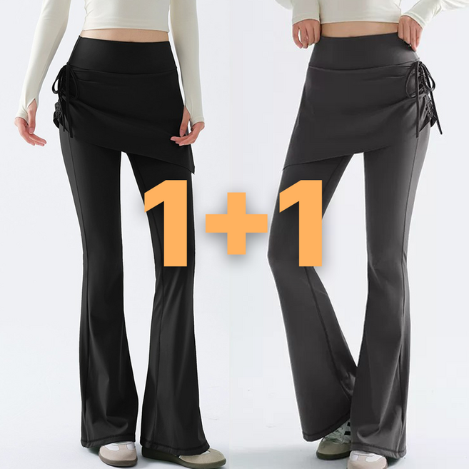 누베크 1+1 여자 필라테스 치마 부츠컷 레깅스 요가복 하의 운동복