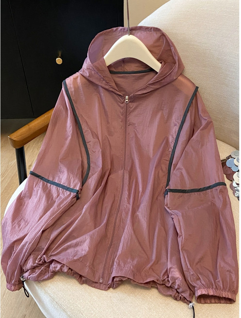 여성 쿨링 자외선 차단복 빅사이즈 후드 집업 가디건 여름 얇고 통기성 좋은 루즈핏 아웃도어 외투