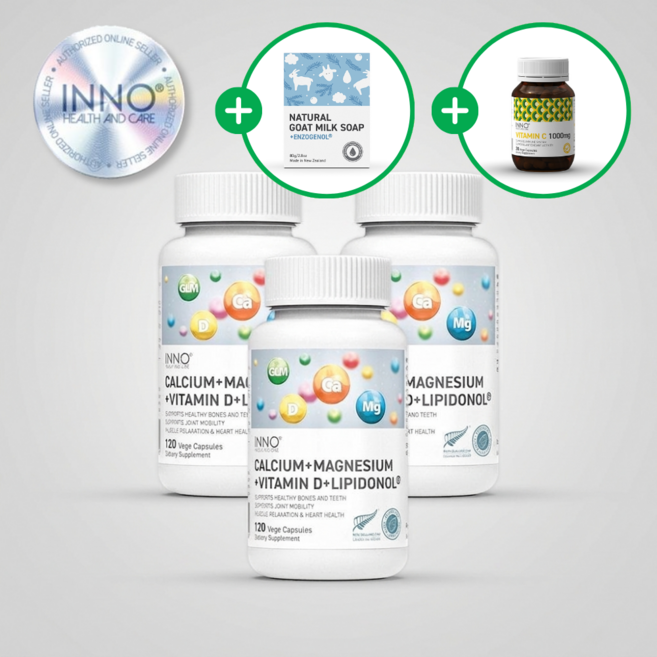 이노헬스 뉴질랜드 잇몸 관절 초록입홍합 칼슘 영양제 마그네슘 비타민D, 3개, 120정