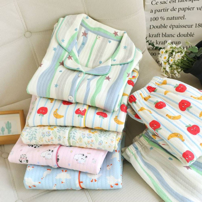 귀여운 토마토 바나나 순면 기모 누빔 잠옷 5패턴