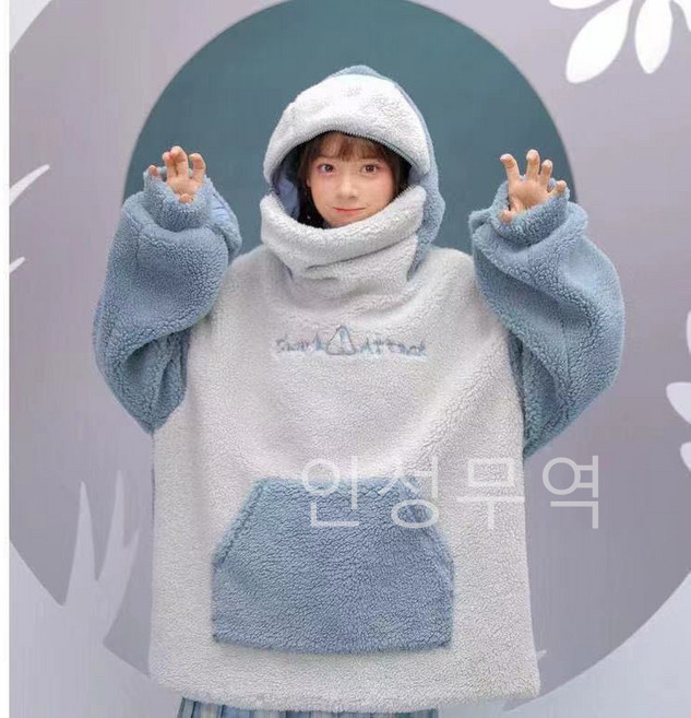 남녀 커플 상어 오버핏 뉴똥 후드티 rx-067