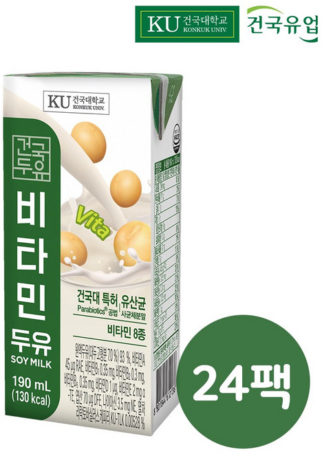 건국유업 비타민 두유, 190ml, 24개