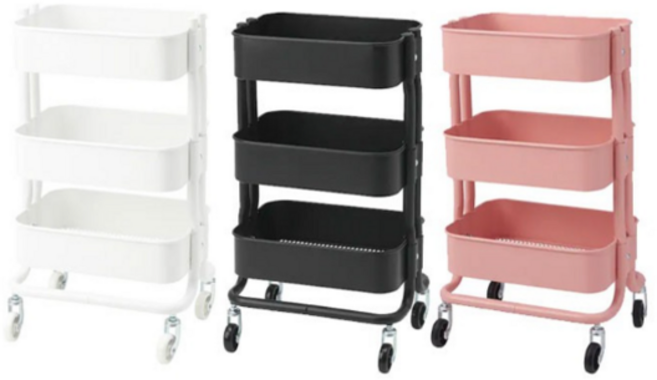 이케아 RASHULT 로스훌트 화이트 블랙 이동식 트롤리 정리노하우, 화이트_504.459.90