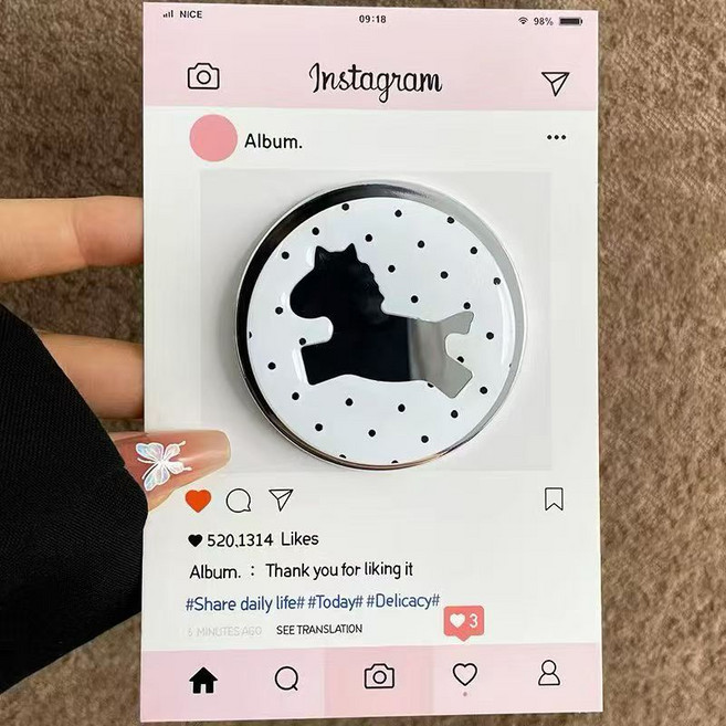 BULA불라 맥세이프 거울 그립 스마트톡, 1개, 화이트 도트 호스