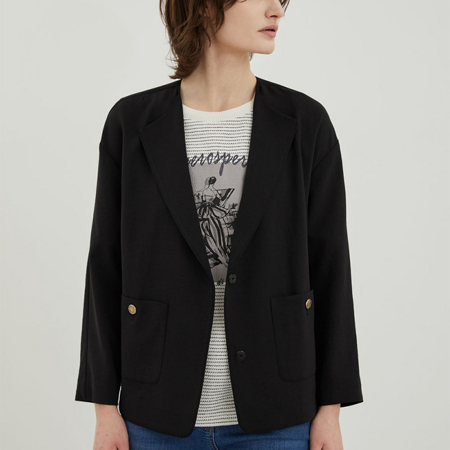 올리비아로렌 라운드 드롭 숄더 자켓_VOCFU4M4241