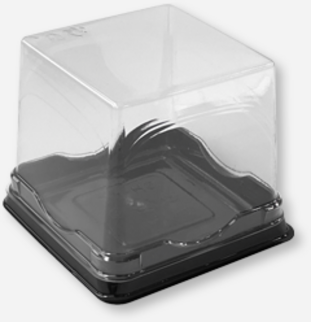 새담 SH-C4 사각 디저트 용기 흑색 / 미니 케익 큐브 파운드 포장, 높은 뚜껑(8.5cm), 50개