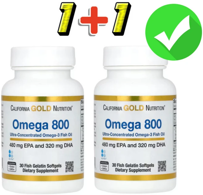 캘리포니아 골드 뉴트리션 오메가800 1000mg 30정 2팩 California Gold Nutrition Omega 800 1000mg 30 Softgels, 60정, 1세트 - 쿠팡