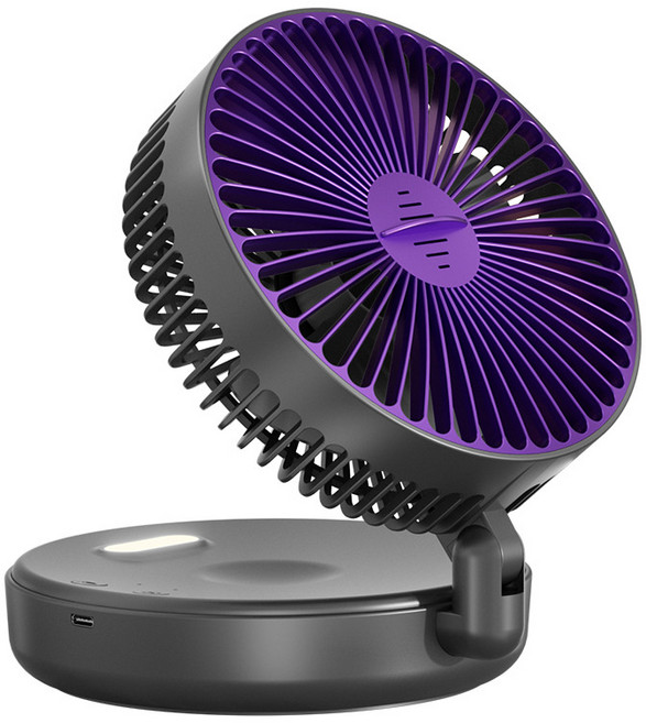 多功能摺疊循環扇 桌面/壁掛/擺立, 電池款 1200毫安, 灰